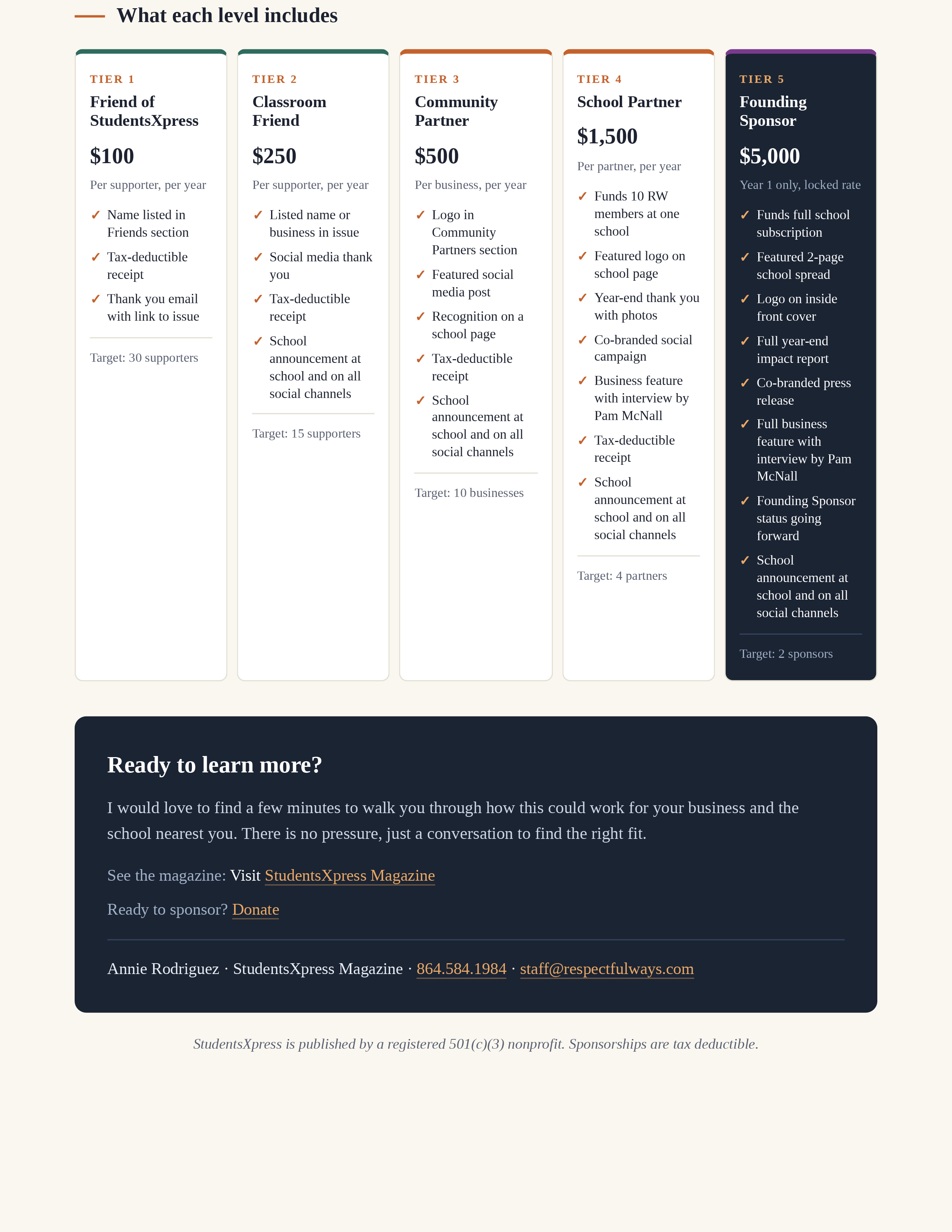 StudentsXpress Sponsorship Overview